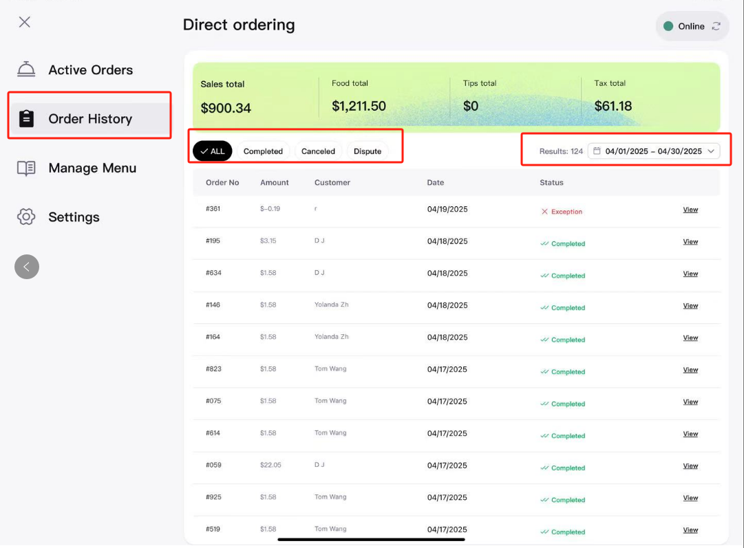 Revenue Report Interface