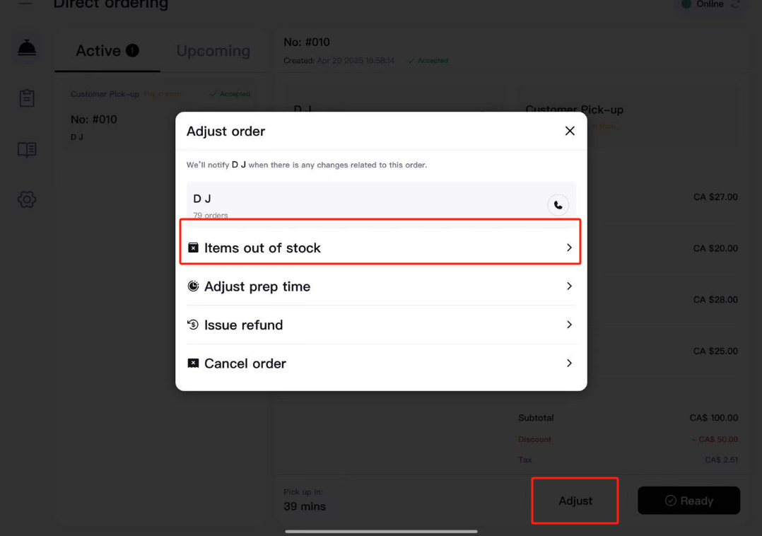Adjust Interface