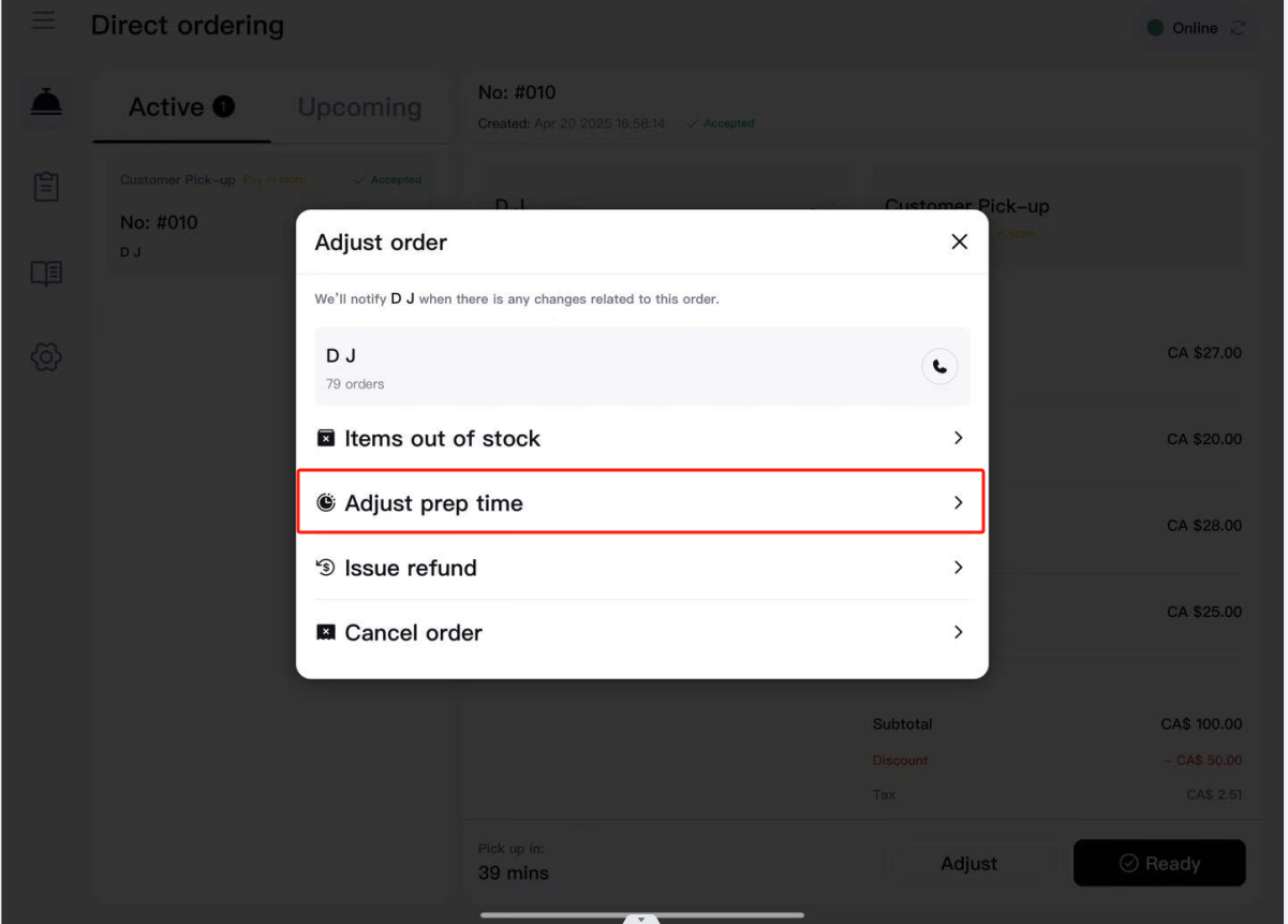 Adjust Interface